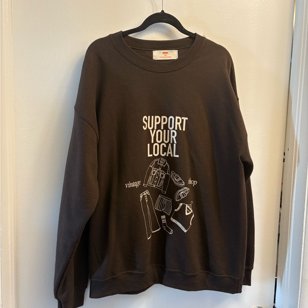 Support Your Local Vintage Shop Brown Sweatshirt